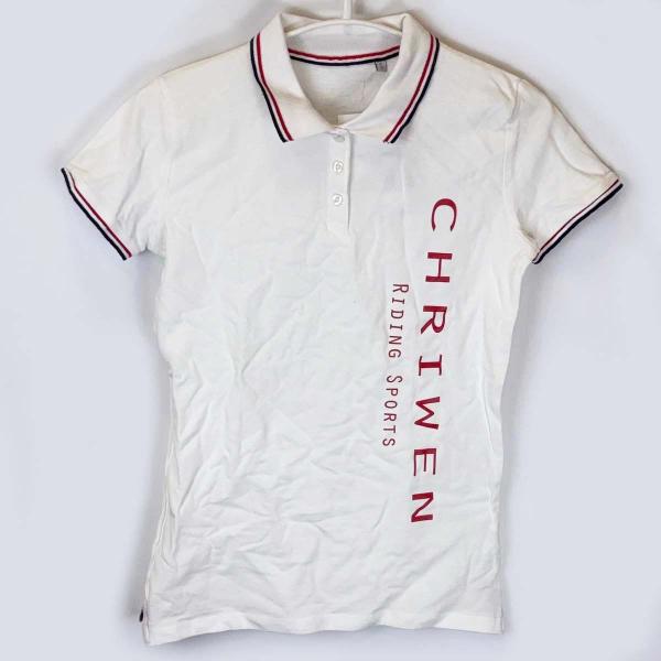 【中古・未使用品】クリューベン Chriwen Club ポロシャツ 半袖 ライディングシャツ S ホワイト レディース 乗馬 馬術