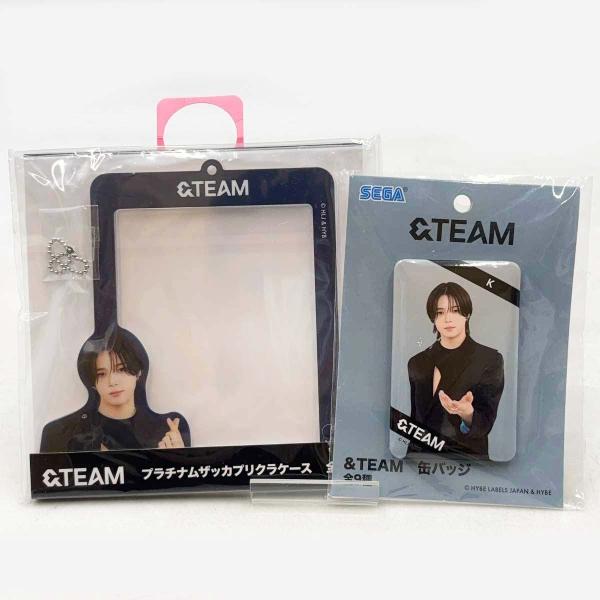 【中古・未使用品】[2点セット] &TEAM 缶バッジ プラチナムザッカプリクラケース K
