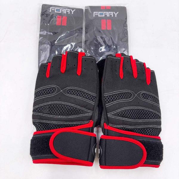 【中古】GW SPORTS トレーニンググローブ L / FERRY リストラップ ブラック レッド 筋トレ トレーニング