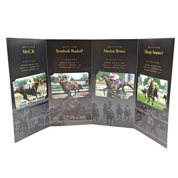 [タイプ] JRA 電話投票サービス30周年記念クオカード ミスターシービー シンボリルドルフ ナリタブライアン ディープインパクト おまけ アルフィー[状態] 未使用品(台紙に少し傷みがみられます。)