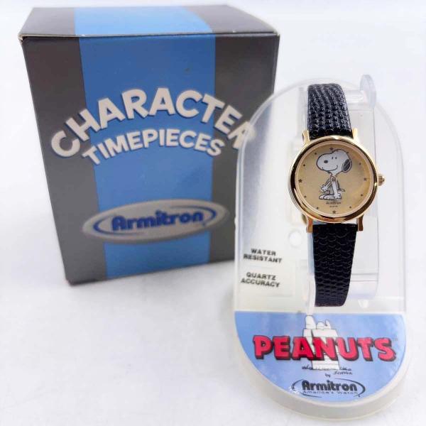 【中古・未使用品】[電池切れ] Armitron アーミトロン スヌーピー 腕時計 ブラック レディース PEANUTS ピーナッツ
