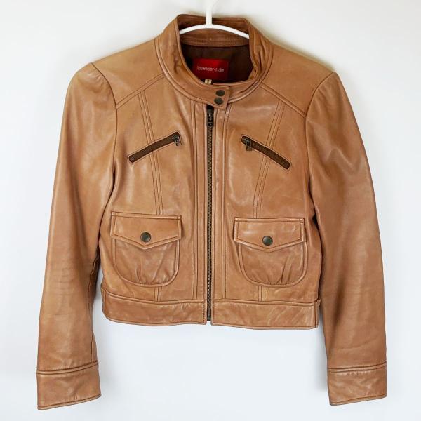 【中古】Apuweiser-riche アプワイザー・リッシェ ラムレザー ライダース ジャケット 羊革 本革 2 レディース
