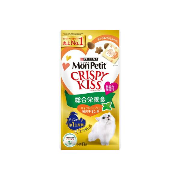 他サイト： モンプチ　クリスピーキッス　総合栄養食　キャットニップ入り贅沢チキン味 キャットフード ネスレ日本 ペット フード 24ｇの商品画像