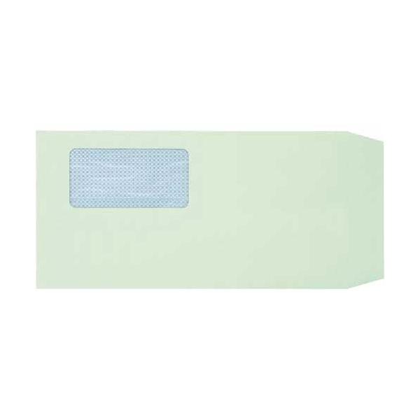 キングコーポレーション 地紋入窓付封筒テープ付 長３ グリーン １００