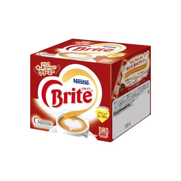 ★商品合計金額3000円(税込)以上送料無料★コーヒー本来の味と香りをひきたてるブライトの手軽なスティックタイプ。お客様のおもてなしや、オフィスのコーヒータイムに最適のクリーミングパウダーです。●種別／スティック●容量／３ｇ×１２０本●仕様...