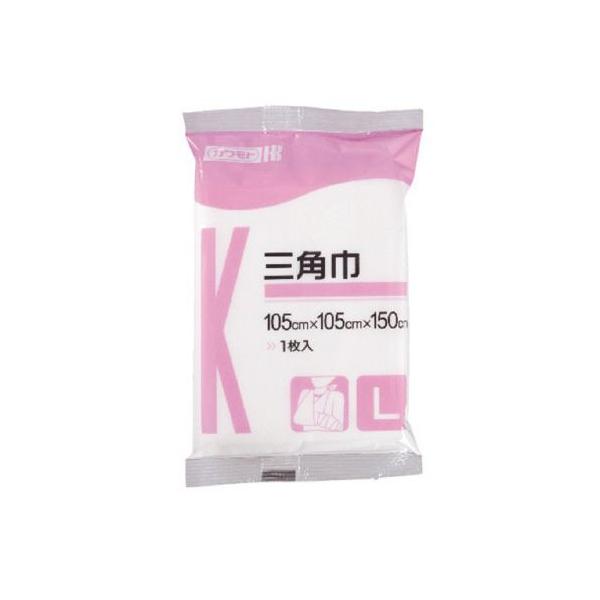 ★商品合計金額3000円(税込)以上送料無料★良質のコットン１００％純綿を使用した三角巾です。骨折、火傷、ケガなどの止血帯や、支持帯として簡単にご使用いただけます。●種別／Ｌサイズ●寸法／１０５×１０５×１５０ｃｍ●材質／綿●単位／１枚●メ...