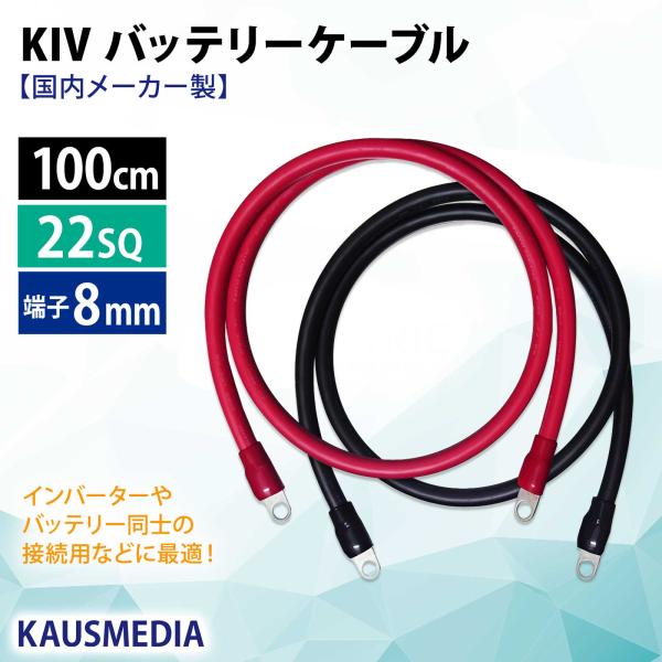 22SQ KIV バッテリーケーブル 100cm ニチフ 端子 R22-8s 圧着済