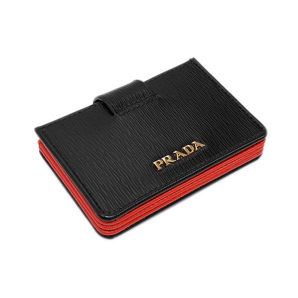 PRADA ヴィテッロムーブ ケース ブラック レザー ラウンドファスナー PRADA （新品・未使用品）プラダ チェーンストラップ付き