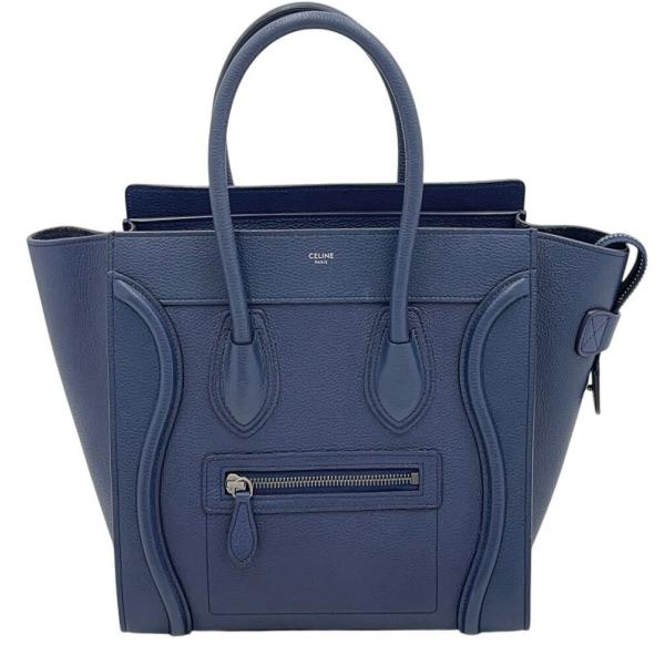 ぴろ様 セリーヌ ラゲージ マイクロショッパー ブルー ブラック ハンドバッグ CELINE（セリーヌ） 美品 バッグ ハンドバッグ ラゲージ マイクロ