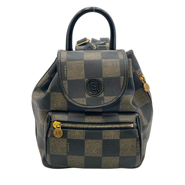 FENDI（フェンディ） リュック バッグ ペカン 市松模様 ブラウン ミニ