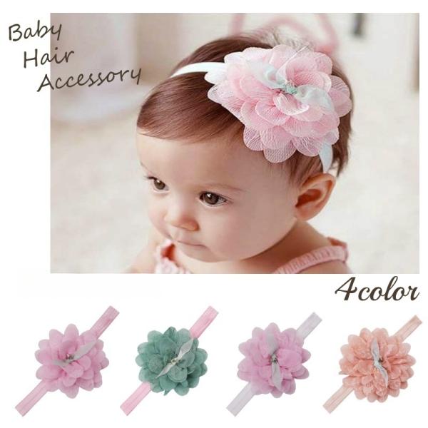 レースでできたお花モチーフがキュート♪ベビー用ヘアバンドです。【サイズについて】画像をご参照ください。【カラーについて】生産ロットにより柄の出方や色の濃淡が異なる場合がございます。お使いのモニターや撮影時の光の加減などにより画像と実際の商品...