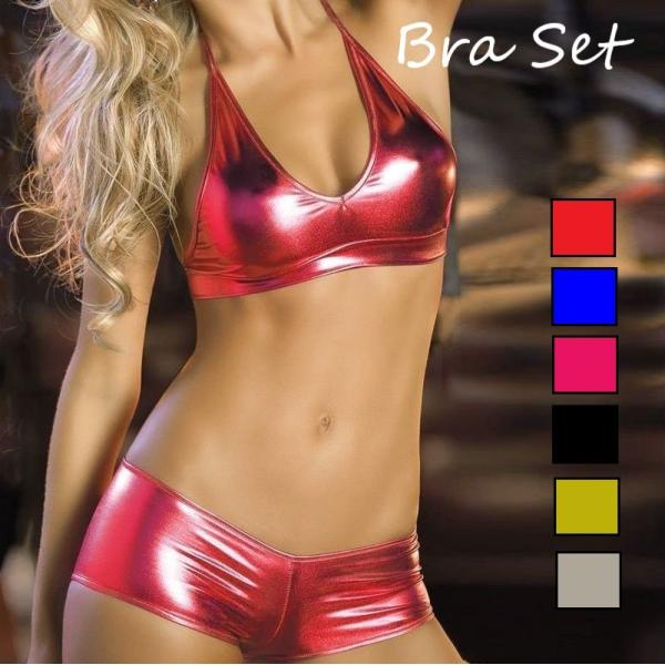 メタリックなブラショーツ 上下セットです。【サイズについて】画像をご参照ください。【素材について】95%ポリエステル5%ポリウレタン