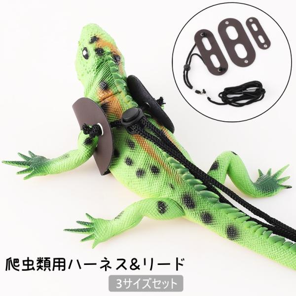 爬虫類用のハーネスとリードのセットです。リード1本とハーネスはS・M・Lの3サイズが各1枚付属します。トカゲなどの爬虫類のお散歩に最適です♪【サイズについて】画像をご参照ください。【素材について】合皮、ナイロン【カラーについて】生産ロットに...
