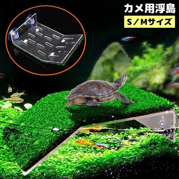 耐荷重約500g！グラステラリウム内のディスプレイ・アクセントにも♪吸盤で固定し取り付けするタイプの爬虫類&amp;両生類用浮島S／Mサイズです。カメ・トカゲ・イモリなどのペット達の休憩・日向ぼっこに◎アクアリウム用インテリアにもオススメの...