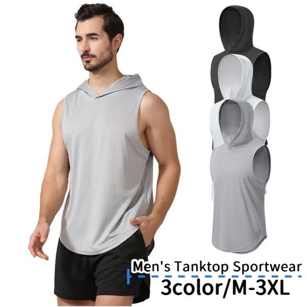 タンクトップ スポーツウェア メンズ フード付き メッシュ
