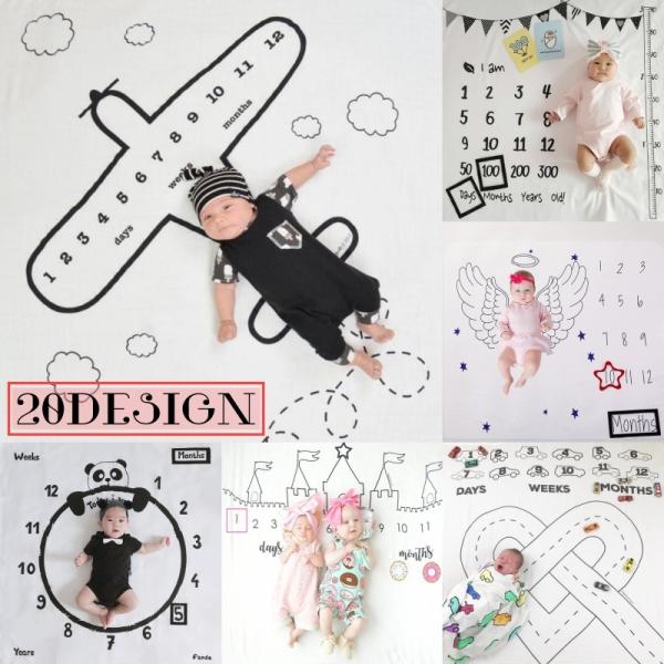 赤ちゃんの成長記録写真を撮るのにおすすめ◎キュートなデザインなので、これ一枚で映えちゃう！かわいい寝相アートフォトブランケットです。さらさらとして肌触りが良いポリエステル繊維素材♪月齢の数字へマークリングなどを置いて、撮影してください。※書...