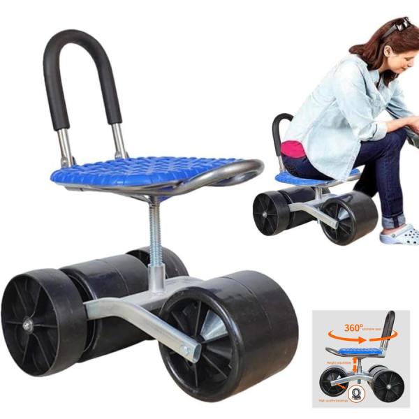 草取り 椅子園芸カート 腰掛け台車 園芸用カート 高さ調節 360度回転 回転式 作業イス タイヤ付き 農作業 イス チェア 草取り 草むしり 除草作業 家庭菜園 車輪