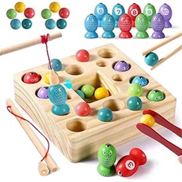 モンテッソーリ玩具 女の子 男の子 3 in 1 魚釣りゲーム 明るい色の 