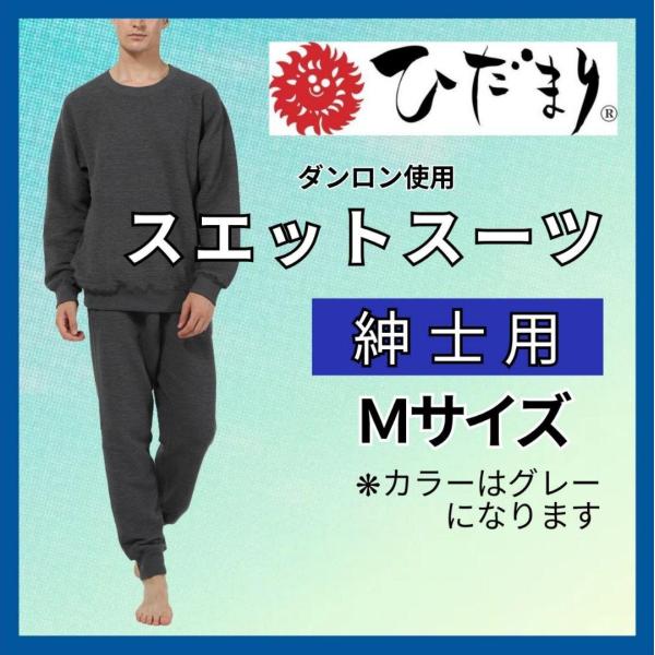 ひだまり スエットスーツ 上下 紳士用 Mサイズ グレー ダンロン 抗菌