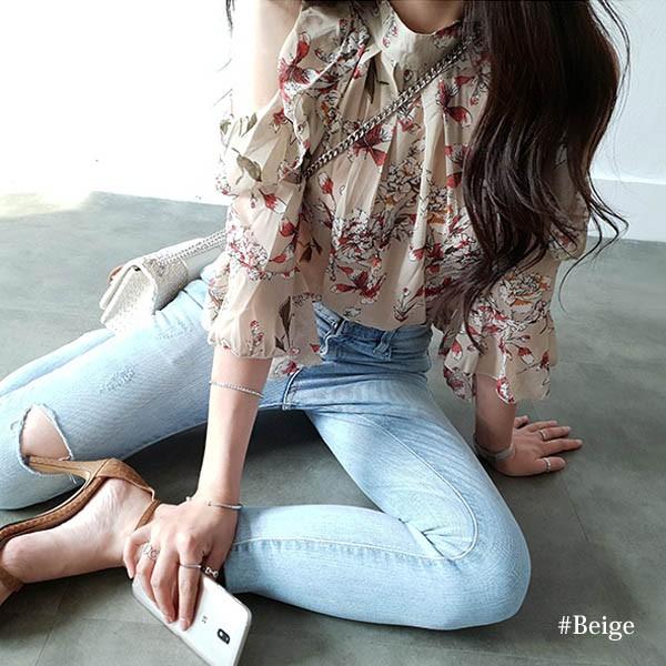 ブラウス レディース トップス 花柄 肩だし ホルターネック ハイネック オープンショルダー 肩空き フリル フレア シフォン エレガント メール便可 Ts281 Buyee Buyee 日本の通販商品 オークションの代理入札 代理購入