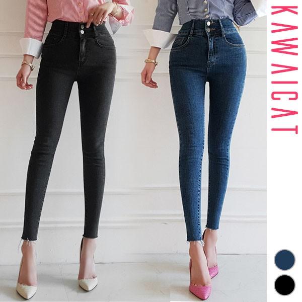 デニム レディース ボトムス スキニー ハイウエスト 切りっぱなし カットオフ シンプル デイリー カジュアル 韓国 To Kawaicat 通販 Yahoo ショッピング