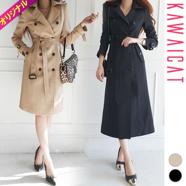 トレンチコート レディース アウター 長袖 ジャケット 選べる2丈 ハーフ ロング ベルト付き シンプル デイリー エレガント 上品 韓国 To Kawaicat 通販 Yahoo ショッピング