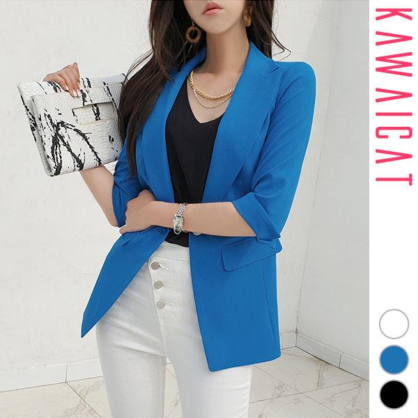 ジャケット レディース 5分袖 半袖 アウター テーラードジャケット トップス 上品 きれいめ オフィス 30代 40代 50代 春 夏 韓国 To226 Kawaicat 通販 Yahoo ショッピング