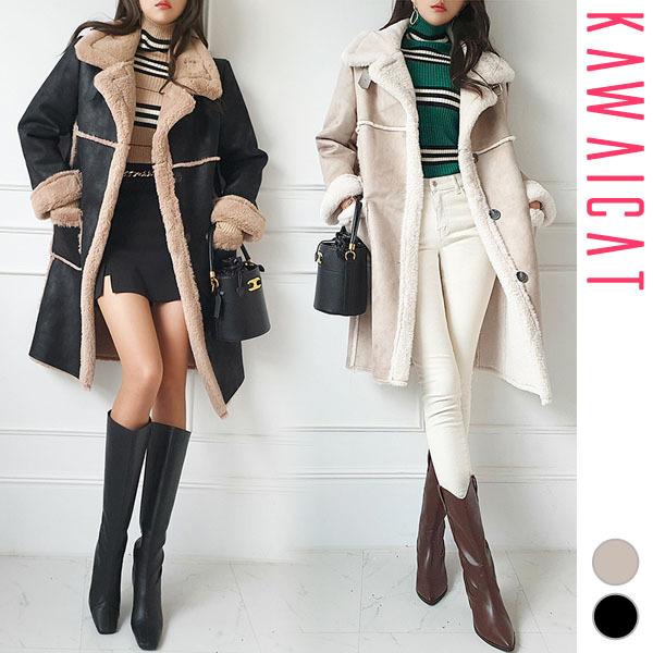 コート レディース ムートンコート アウター 裏ボア 裏起毛 ロングコート ミドル丈 上品 おしゃれ 秋 冬 代 30代 40代 50代 韓国 To235 Kawaicat 通販 Yahoo ショッピング