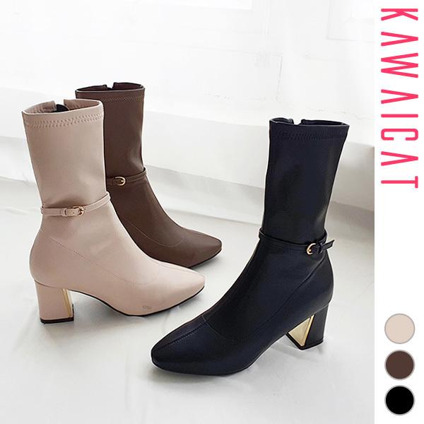 ヒール 6 5cm ブーツ レディース シューズ 靴 ショートブーツ アンクルブーツ ベルト ラウンドトゥ オフィス きれいめ 上品 秋 冬 韓国 To237 Carreiraturbinada Com Br
