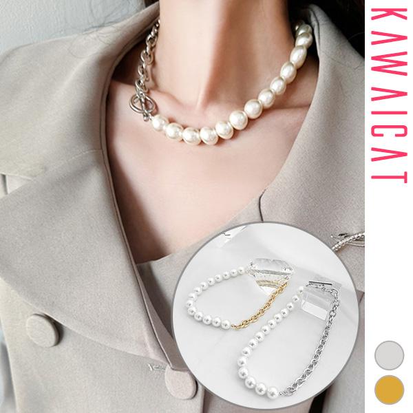 ネックレス レディース パール チェーン 上品 きれいめ パーティー