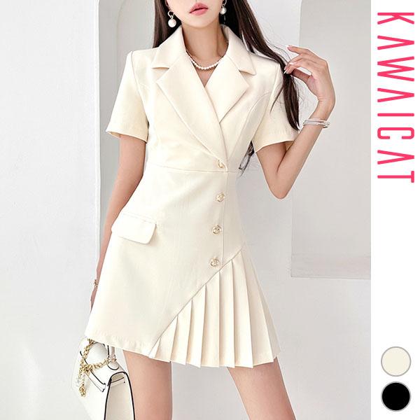 ワンピース レディース 半袖 ジャケット風 Vネック カシュクール