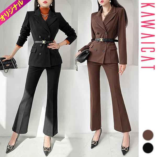 セットアップ レディース スーツ ジャケット 長袖 スラックス パンツ