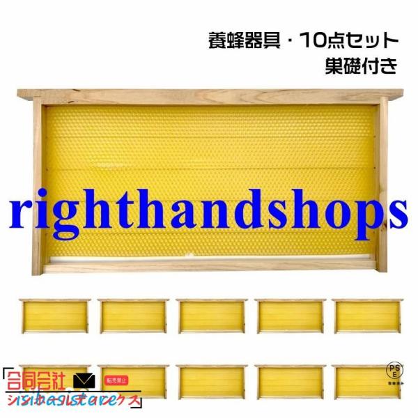 養蜂器具 10点セット 完成巣枠 巣礎付き スソ付き 巣礎 10枚 蜂の巣