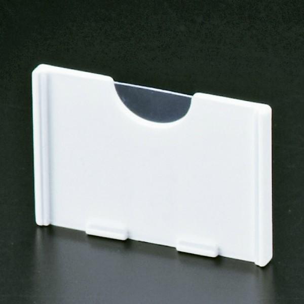 材質：ABS樹脂　塩ビシート貼カラー：白有効カードサイズ W40mm×H30mm6φワイヤー専用樹脂ネットＮＷシリーズに取付け可能ですフックの先端角度は45°90°共にセット可能な設計日本製