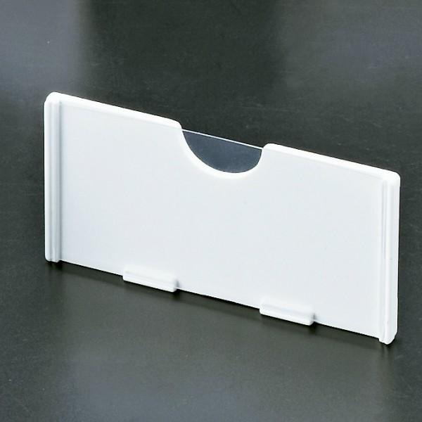 材質：ABS樹脂　塩ビシート貼カラー：白有効カードサイズ W60mm×H30mm6φワイヤー専用樹脂ネットＮＷシリーズに取付け可能ですフックの先端角度は45°90°共にセット可能な設計日本製