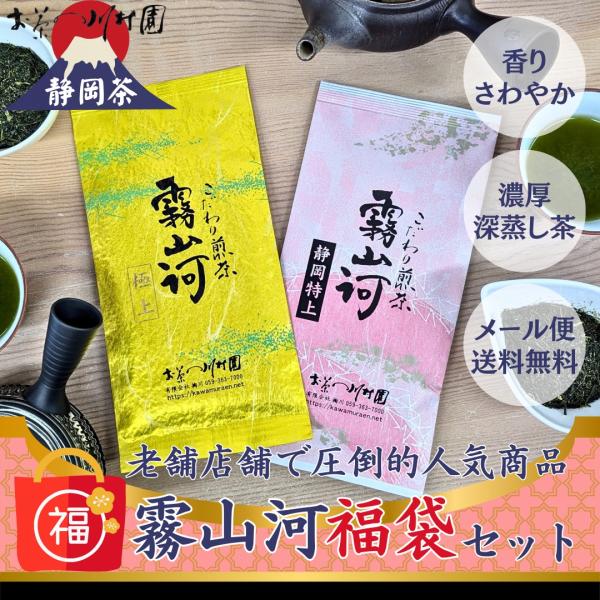 お茶 お茶の葉 老舗日本茶専門店の高級静岡茶2商品 飲み比べ お得なネコポス配送セット 静岡 深蒸し 緑茶 高級茶 福袋
