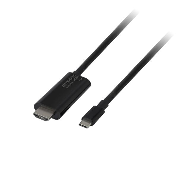 TypeC-HDMIミラーリングケーブル 変換ケーブル PD60W 4K Altモード対応 2m ２メートル グリーンハウス GH-HALTC2-BK/6664ｘ１本/送料無料メール便