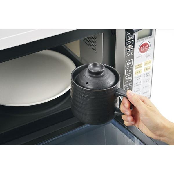 炊飯器 レンジ用 電子レンジ専用炊飯陶器 楽炊御膳 1合炊き T-01 黒色ｘ１個