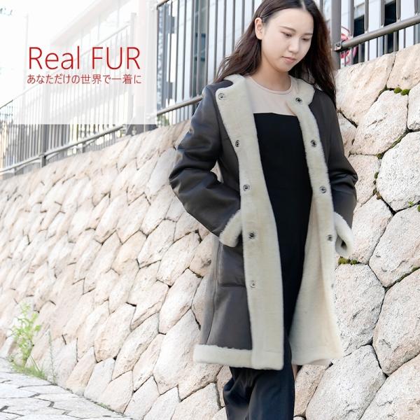 ノーカラームートンコート ノーカラーNムートンコート - ムートン・レザーコート革専門LUNA*K