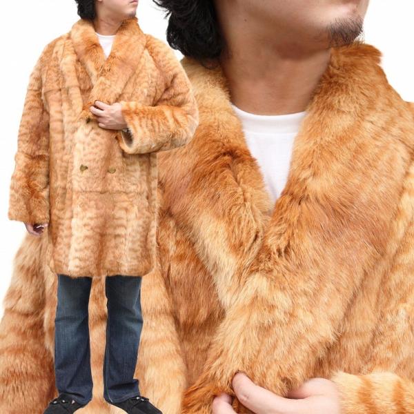 着丈90cm丈 毛皮コート メンズ ファーコート キャット ダブルボタン 90 キャメルカラー Buyee Buyee Japanese Proxy Service Buy From Japan Bot Online