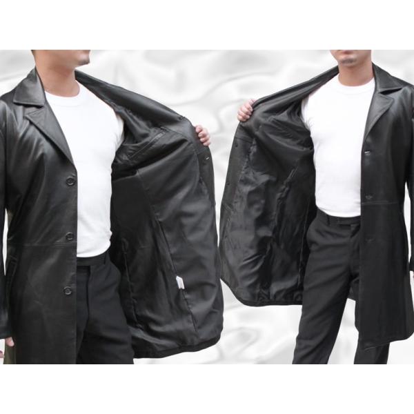 チェスターコート メンズ レザーコート 本革 ラム セミロング 革コート 皮コート シングル衿 ブラック 黒 6997 Buyee 日本代购平台 产品购物网站大全 Buyee一站式代购 Bot Online