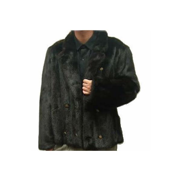 メンズ 毛皮ジャケット ファージャケット ミンク ダブルコート 7985