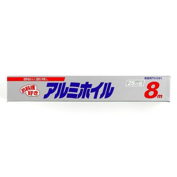 アルミホイルです。包む・敷く・被せる等、多用途で使えるアルミホイルです。飛び出し防止ストッパー付きです。食品の保存から、ホイル焼き・落とし蓋の代わりにも使えます。●サイズ・250×厚さ0.011mm×長さ8m●材質・アルミニウムはく●用途・...
