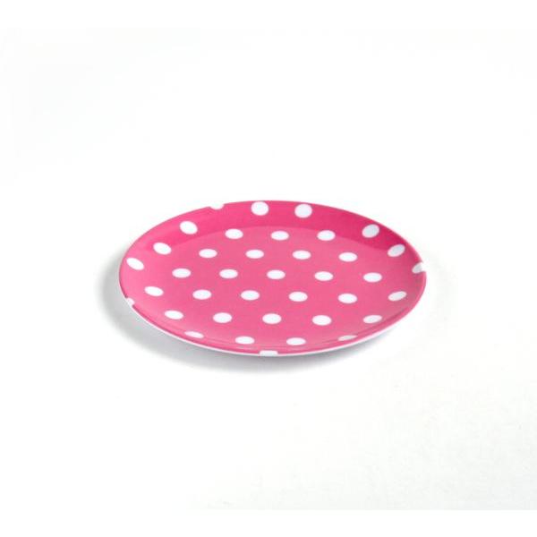カラードットメラミンプレート ピンク 17.5cm ※訳あり品 : 100円雑貨