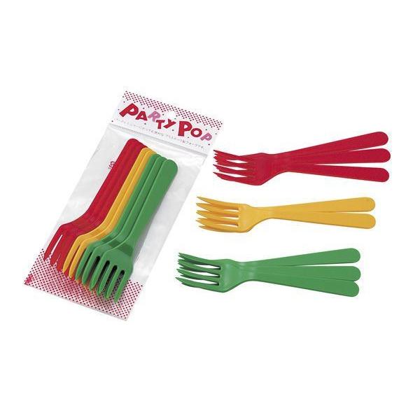 百均のプラスティックフォーク フォーク プラスチック製 パーティーポップ 14.3cm 8本入 (100円