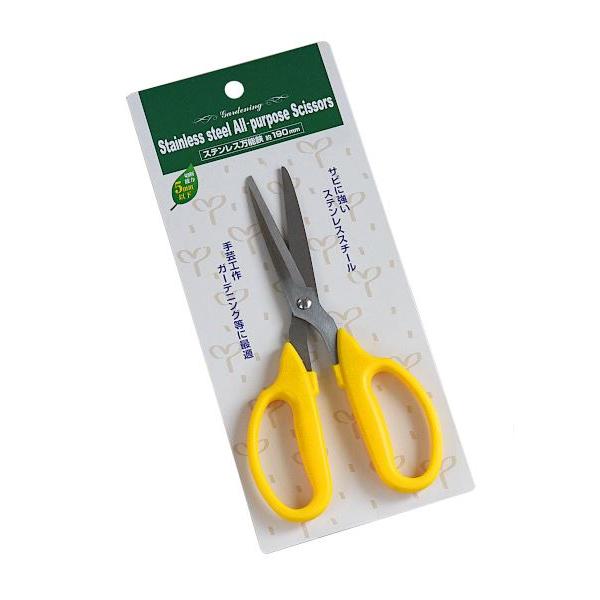 はさみです。サビに強いステンレススチール製のはさみです。切断能力は約5mm以下です。手芸・工作・ガーデニングなど幅広く使えます。※太さ5mmを超す枝などは破損事故の原因となりますので絶対に切らないでください●サイズ(約)・83×全長190m...