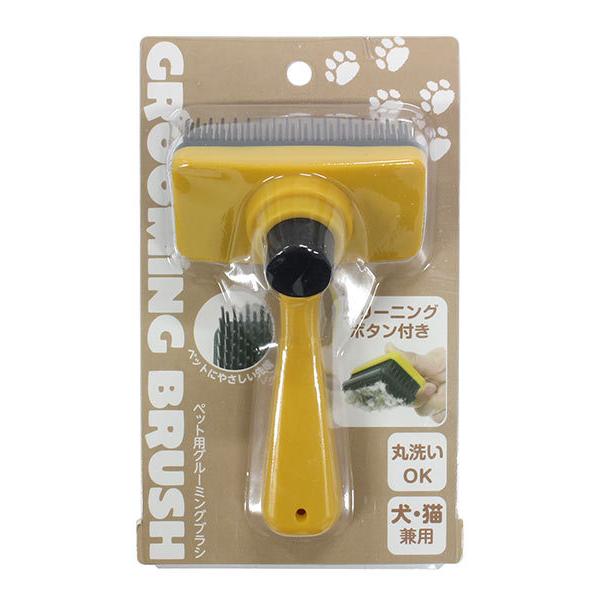 〇ペット用のブラシです。犬や猫のブラッシングにお使いください。ペットにやさしい先端です。押すと毛が先端に集まるクリーニングボタン付きです。丸洗いできて衛生的に使えます。絡みつくペットの毛を手軽に除去できます。●サイズ（約）・７８×１１５ｍｍ...
