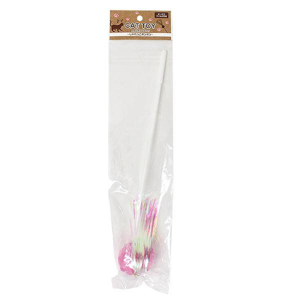 ペットのおもちゃです。先にボンボンとオーロラフィルムのリボンが付いたおもちゃです。揺らしてペットと遊べます。※色の指定はできません●サイズ(約)・全長305mm●材質・先端部:綿、ポリエステル 棒:ポリプロピレン セロハン:PET●用途・ペ...