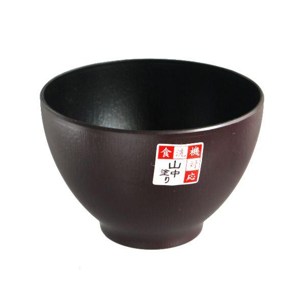 食洗機対応木彫り風汁椀 溜内黒 10cm (100円ショップ 100円均一 100