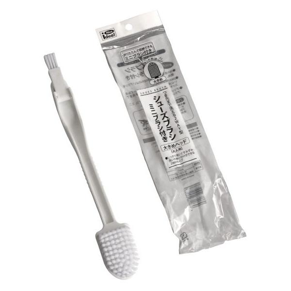 シューズブラシです。つま先まで洗える2WAY型のシューズブラシです。大きめヘッド形状がしっかり汚れを落とします。折りたたんで収納できるミニブラシ付きです。●サイズ(約)・280×40mm(ミニブラシ使用時)●耐熱約80度●材質・ポリプロピレ...